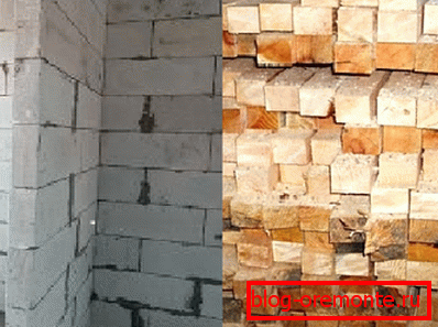 Amaterska fotografija zida gaziranih betonskih blokova i drveta iz niza