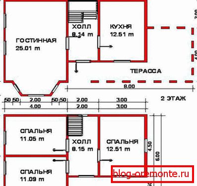 Tipičan dizajn male dvoetažne kuće sa terasom na prvom nivou Tipičan dizajn male dvoetažne kuće sa terasom na prvom nivou